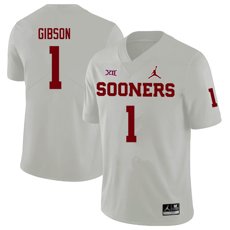 Men #1 Jayden Gibson Oklahoma Sooners College Football Jerseys Sale-White